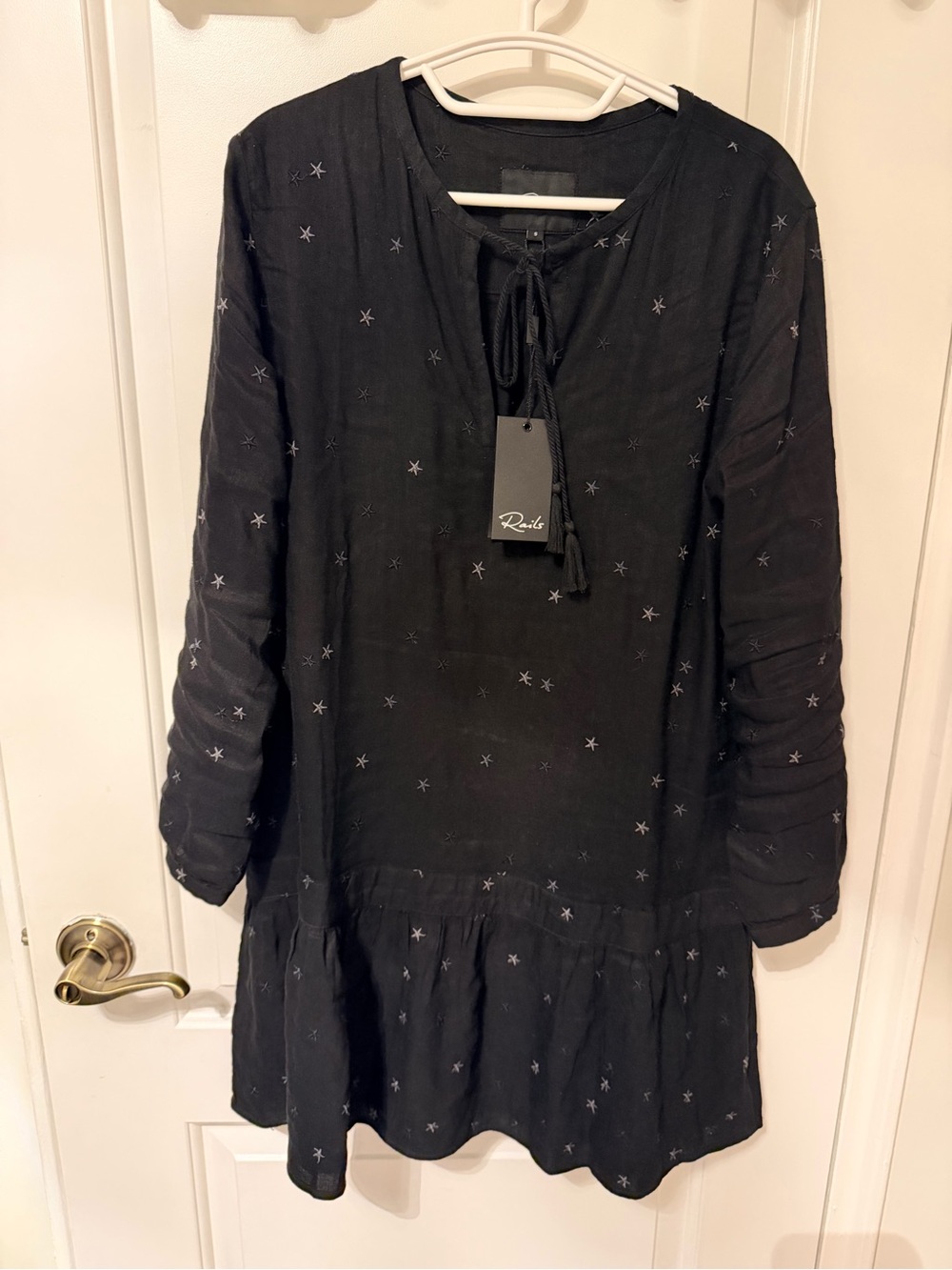 Rails Linen Blend Lydia Star Black Mini Dress